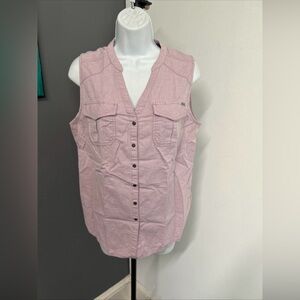 5.11 Tactical Women's Medium Top Snap‎ Front Pink Athletic Sleeveless Hiking